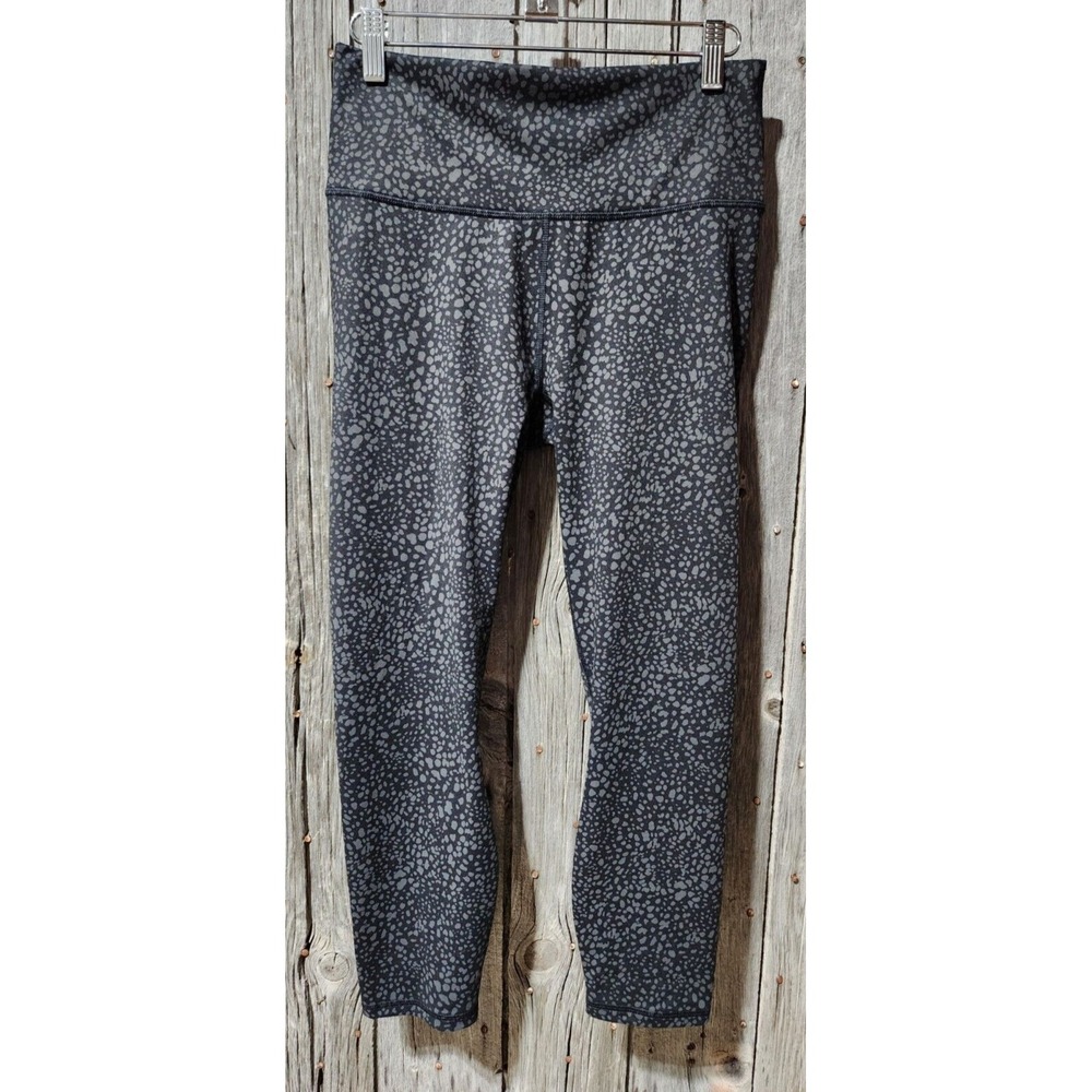 Fabletics PowerHold High Waisted Leggings Grey Black Pebble Leopard Print Crop S